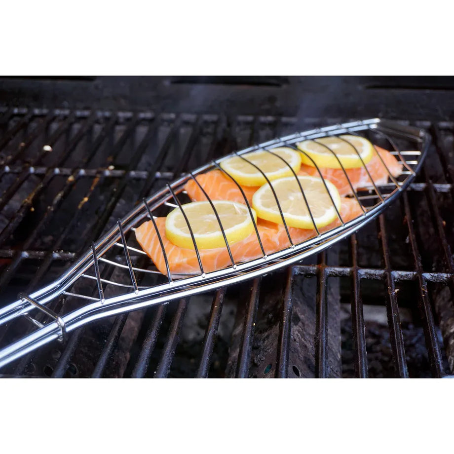 RSVP BBQ Fish basket with Rosewood Handle