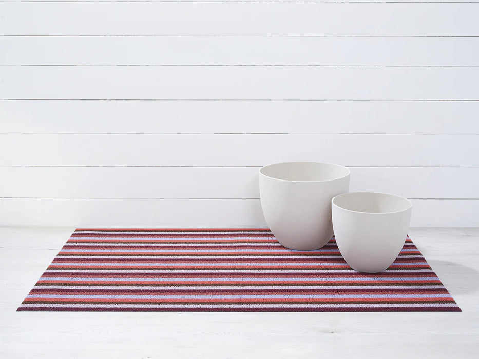 Chilewich Indoor Outdoor Shag Mat - Even Stripe / Berry / 36x60"