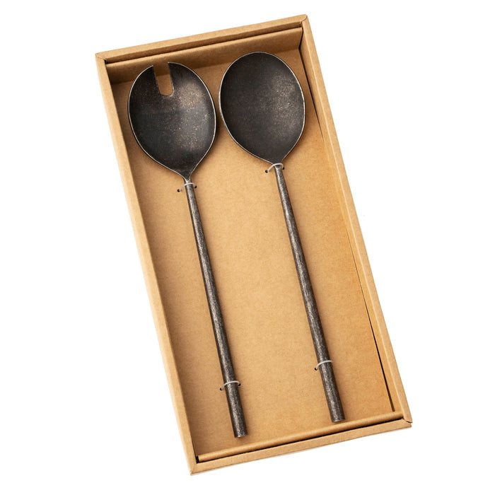 Indaba Tides Salad Servers Set of 2 - Tumbled Black