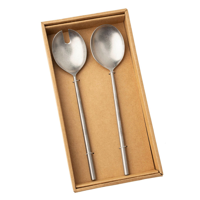 Indaba Tides Salad Servers Set of 2 - Tumbled Stainless