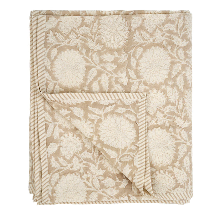 Indaba Maeve Block Print Tablecloth - Sand