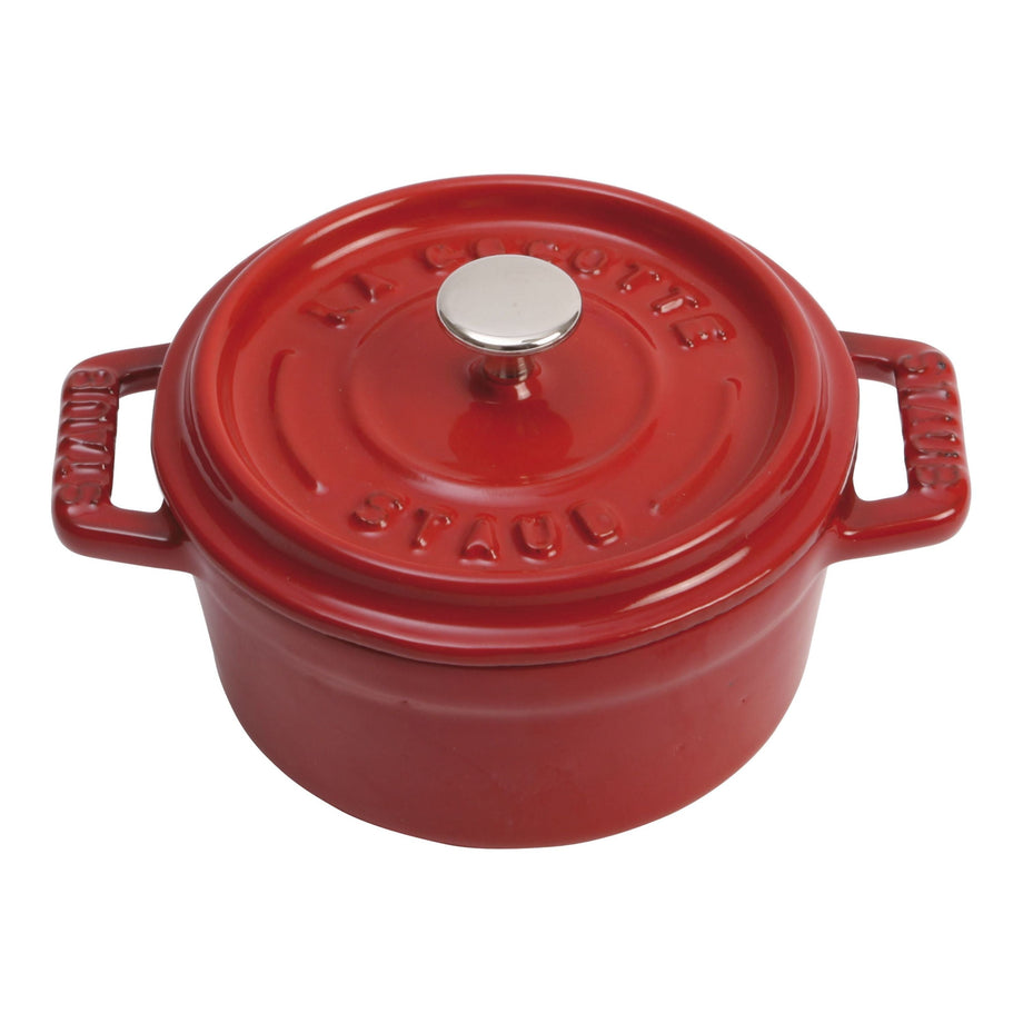 STAUB La Cocotte 250 mL Cast Iron Round Mini Cocotte, Cherry
