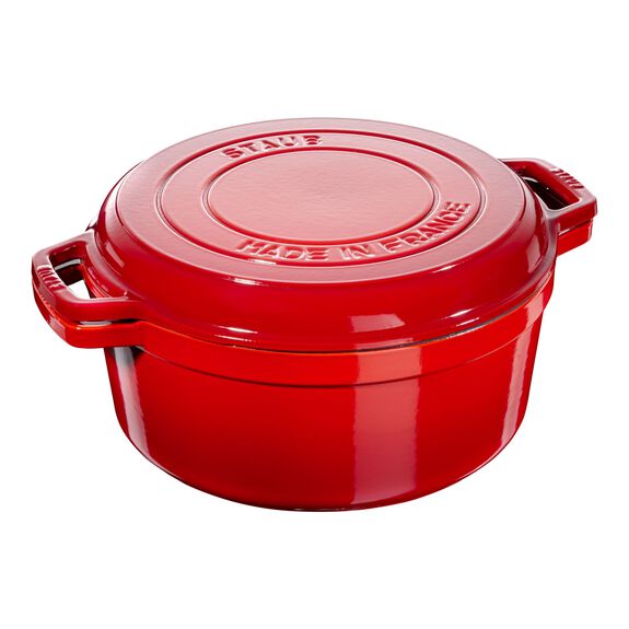 STAUB Cast Iron round Braiser + Grill - 6L / Cherry