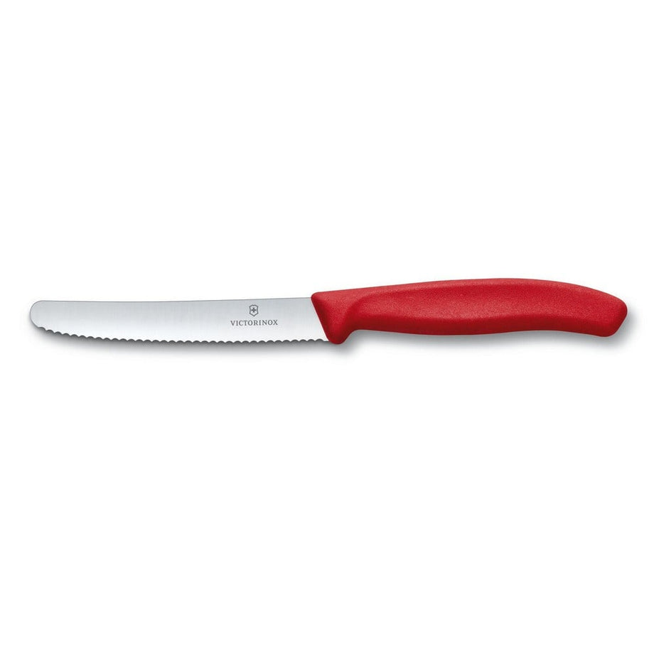 Victorinox Couteau d'office à lame dentelée et bout arrondi 4.25" - Rouge