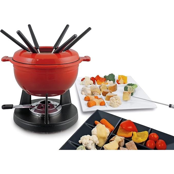 Swissmar Lucerne Cast Iron Fondue Set - Cherry Red — Floor Model