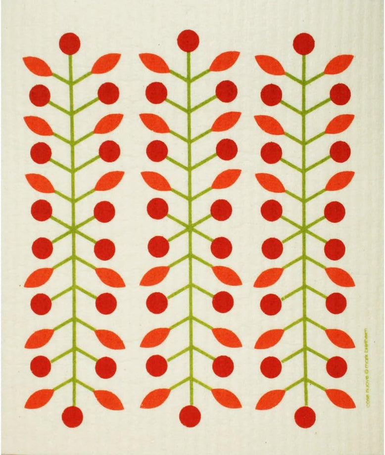 Cose Nuove Swedish Dishcloth Branch Berry - Red