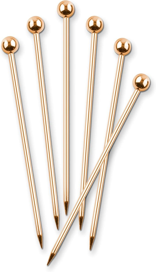 Final Touch Stainless Steel Cocktail Picks - Copper Finish / Set of 6