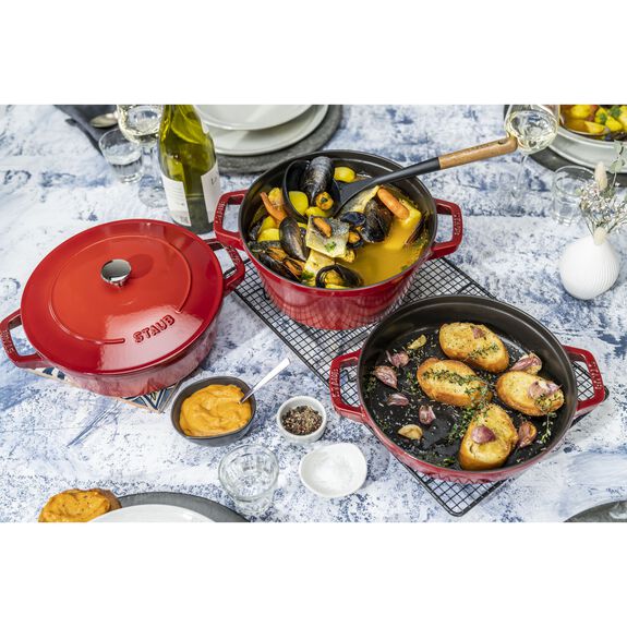 STAUB Cast Iron Stackable Cocotte Set - Medium 4 Piece / Cherry