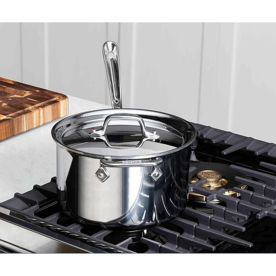 All-Clad 4Qt D3 Stainless Steel Saucepan (Rimmed) with Lid