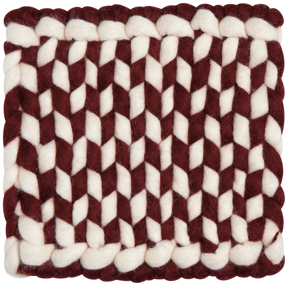 Danica Braid Felt Wool Trivet - Garnet
