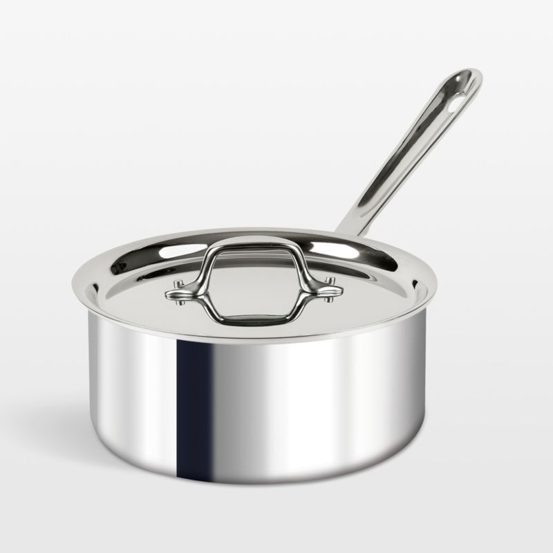 All-Clad D3 3Qt. Stainless Steel Covered Saucepan (Rimmed) with Lid