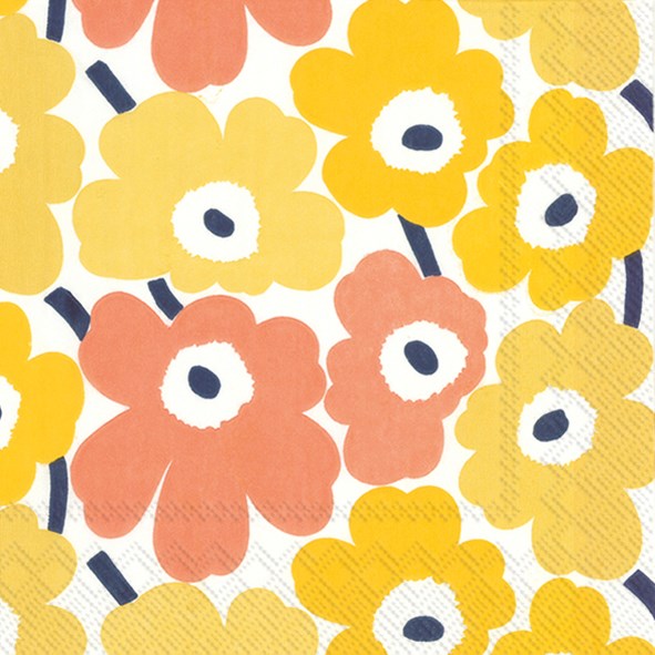 Marimekko Paper Cocktail Napkin - MINI UNIKKO yellow