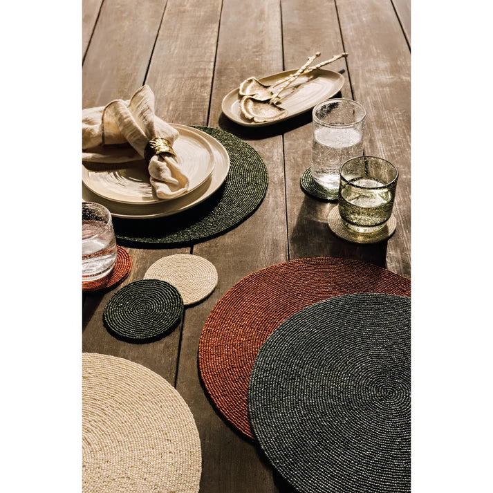 Danica Heirloom Beaded Coasters - Set of 4 / Ivory