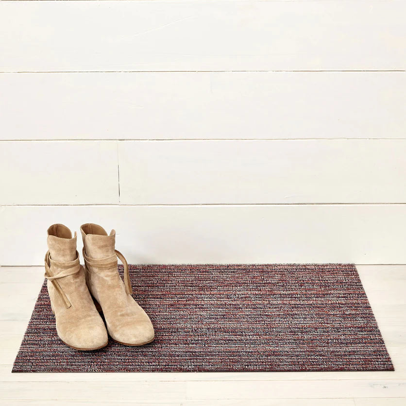 Chilewich Indoor Outdoor Shag Doormat - Skinny Stripe / Mulberry / 18"x28"