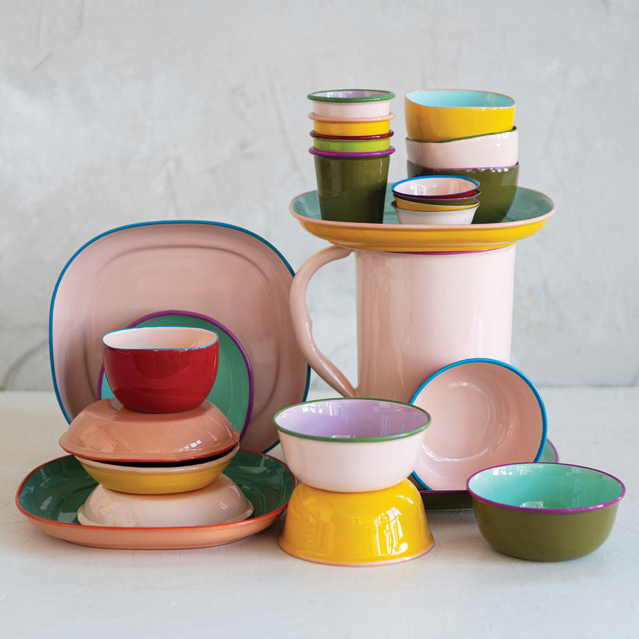 Creative Co-Op Enameled Stainless Steel Bowl - 4 Color Options