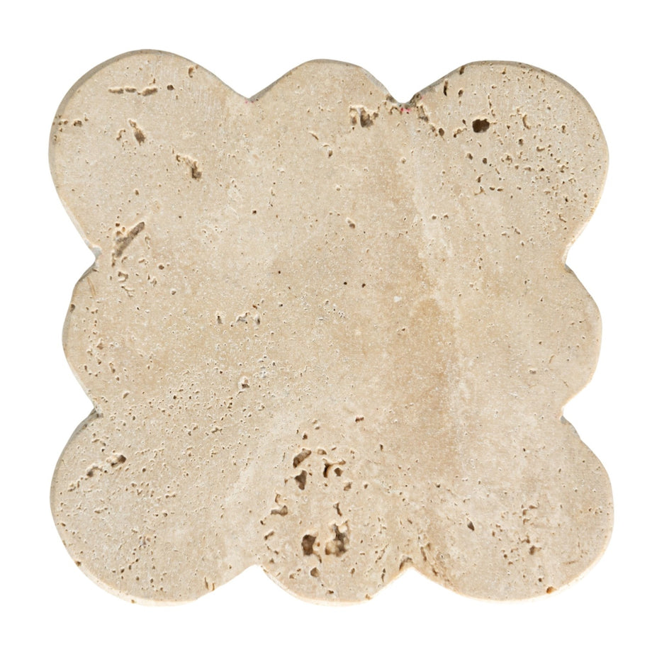 Creative Co-Op Travertine Coasters with Scalloped Edge - Set of 4