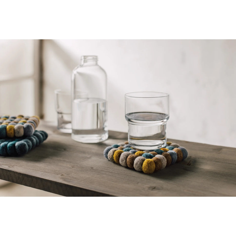 Danica Heirloom Wool Felt Ball Coasters set of 4 - Ochre