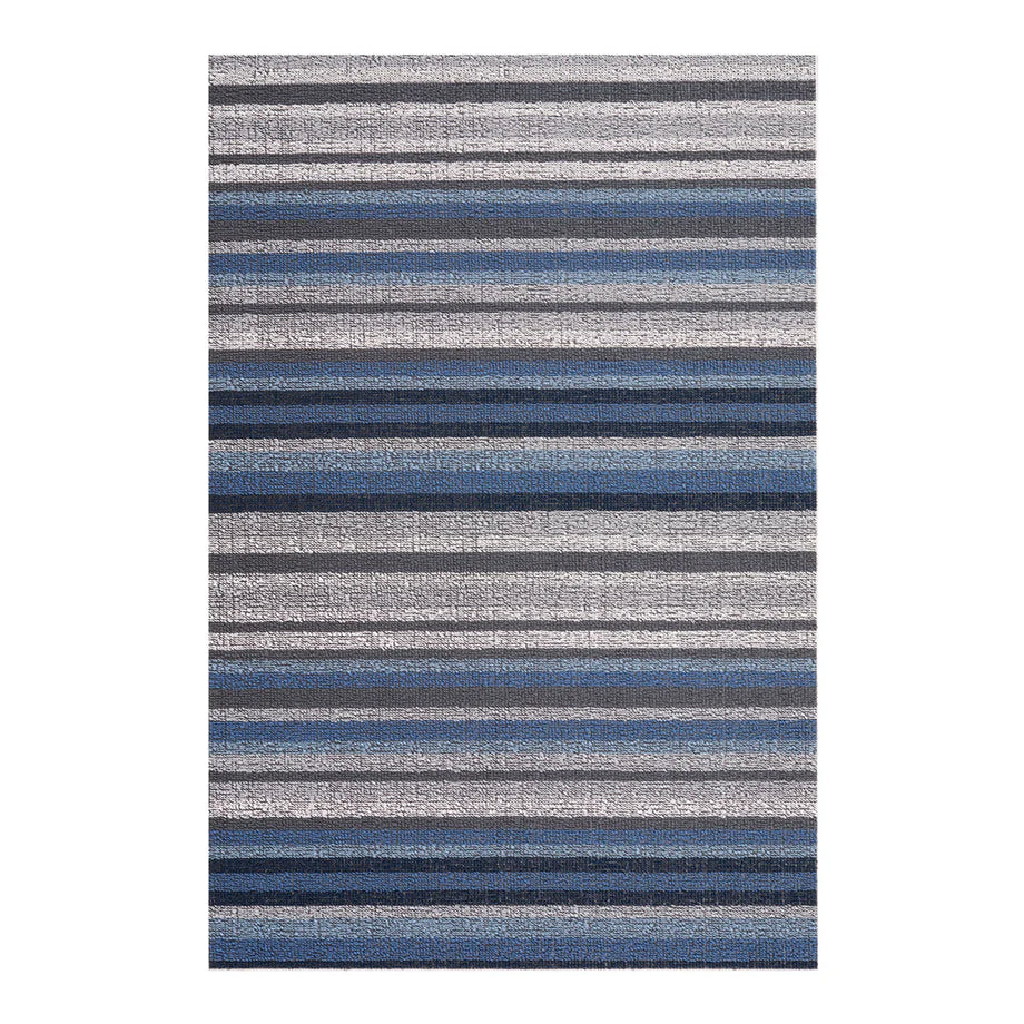 Chilewich Indoor Outdoor Shag Utility DoorMat - Horizon Stripe/ Rectangle / Deep Sea /24x36"