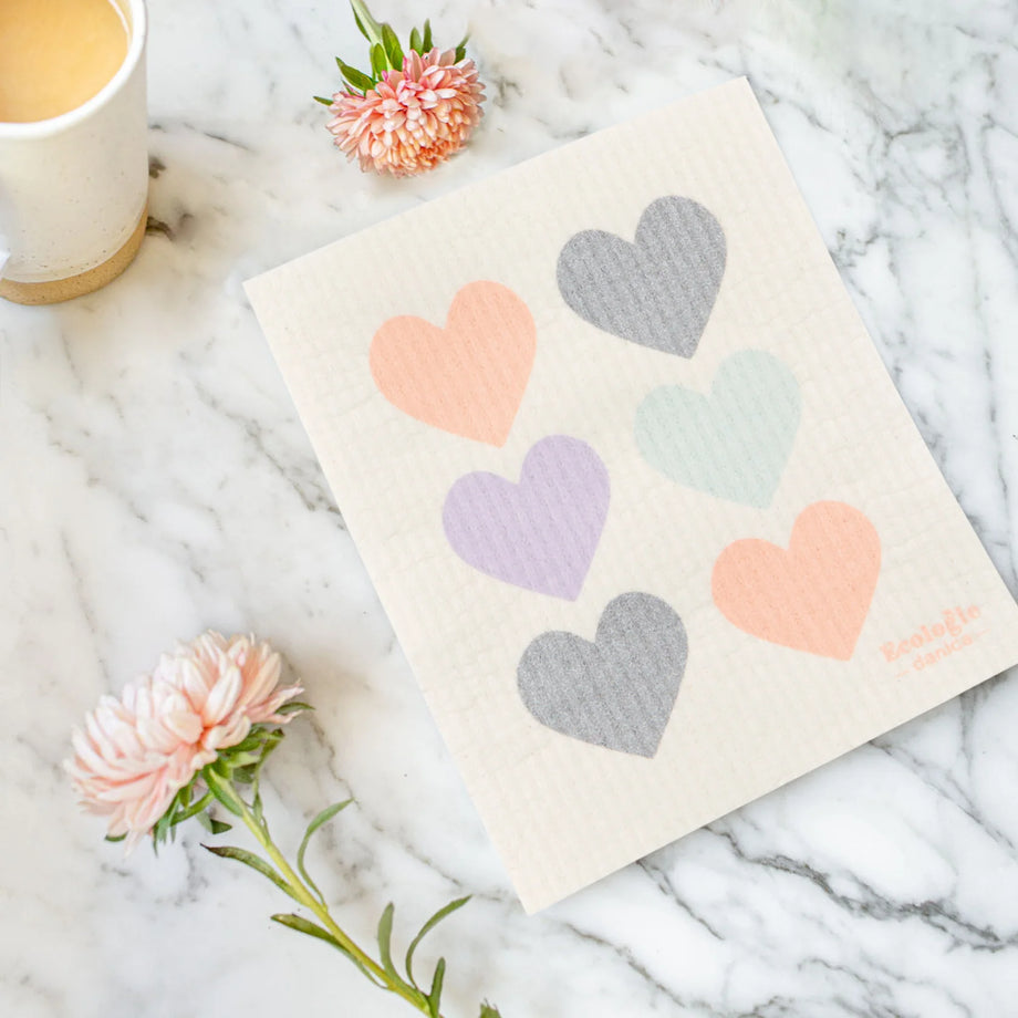 Ecologie Swedish Dishcloth - Pastel Hearts