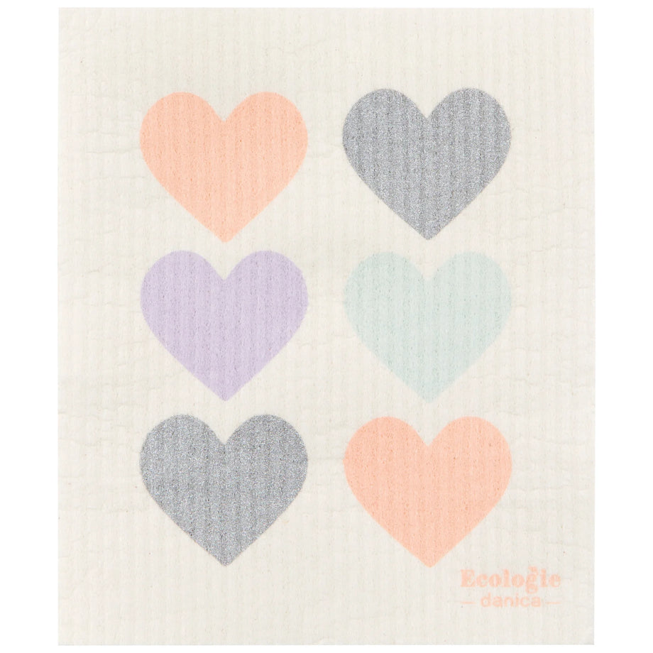 Ecologie Swedish Dishcloth - Pastel Hearts