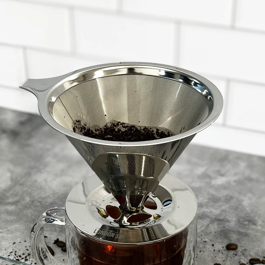 Escali Reusable Filter & Coffee Dripper 1-4 Cup - Stainless Steel, London sip.