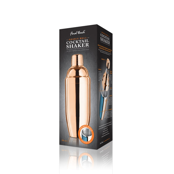 Final Touch Double-Wall Stainless Steel Cocktail Shaker - Copper / 18oz