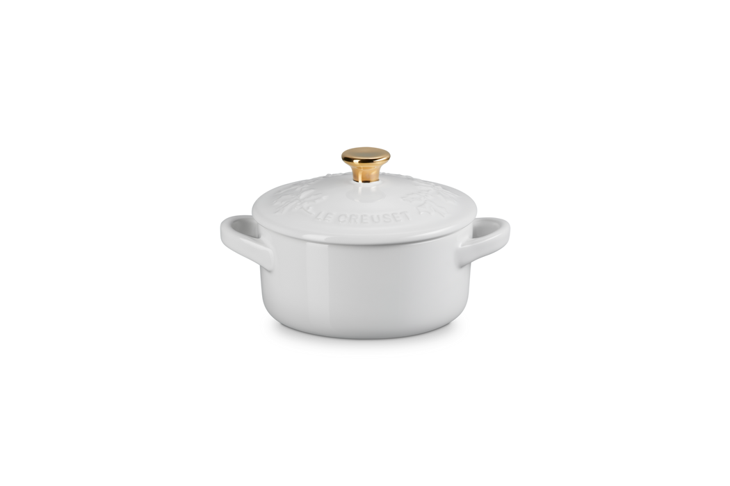 Le Creuset 0.25L Stoneware Holly Mini Round Cocotte- Cotton