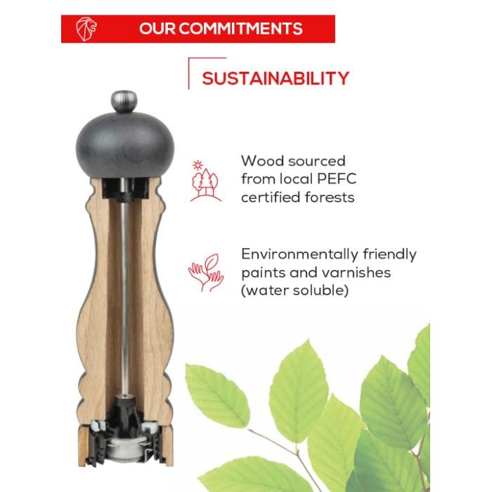 Peugeot Paris u'Select Manual Wooden Pepper Mill, Satin Black, 18 cm