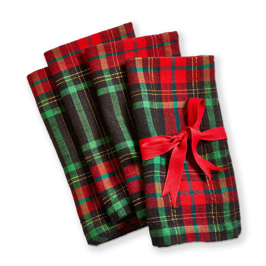 TAG Christmas Plaid Napkin set of 4 -  Red Multi