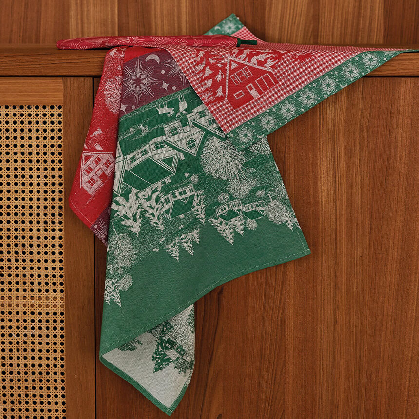 Jacquard Français Cotton Tea Towel - Under the Stars / Red