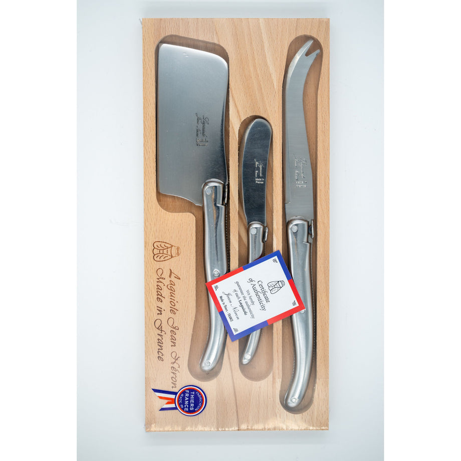 Laguiole Jean Néron Cheese Knife 3-Piece Set - Stainless Steel
