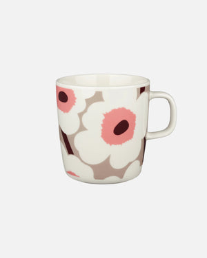 Marimekko Oiva Large Mug / 400 ml / 13.5 oz - UNIKKO White / Pink