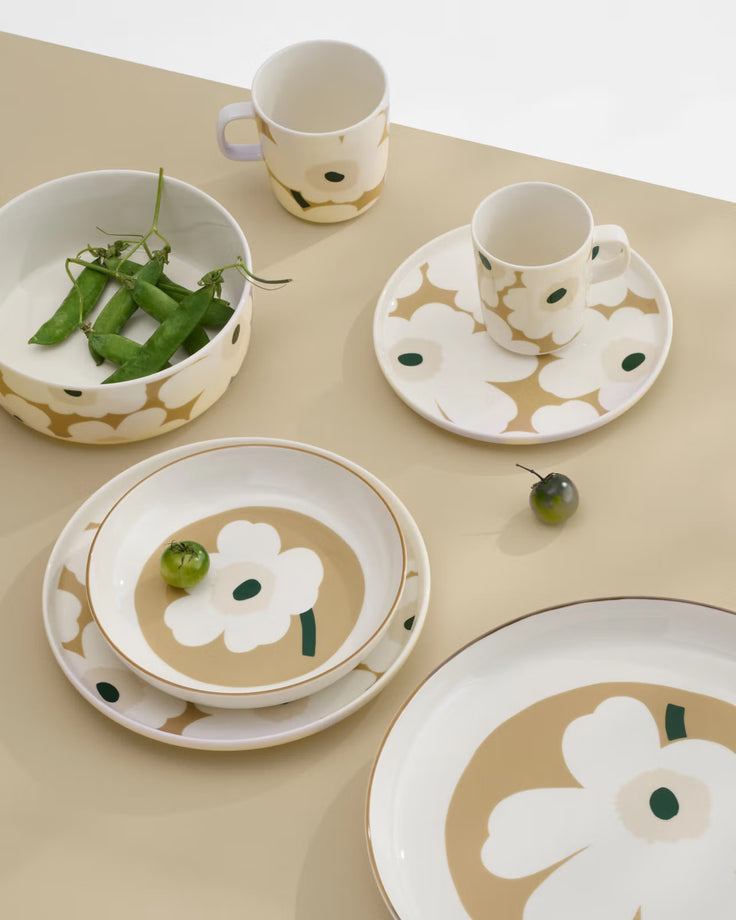Marimekko Oiva Serving Bowl / 20cm / 7.87" - UNNIKO Beige / Green