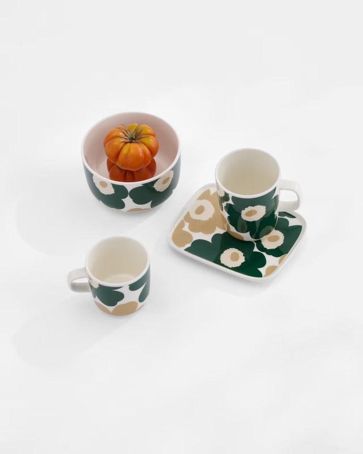 Marimekko Rectangular Plate / 12.7×15 cm / 5.9 × 4.7 " - UNIKKO Green/Beige