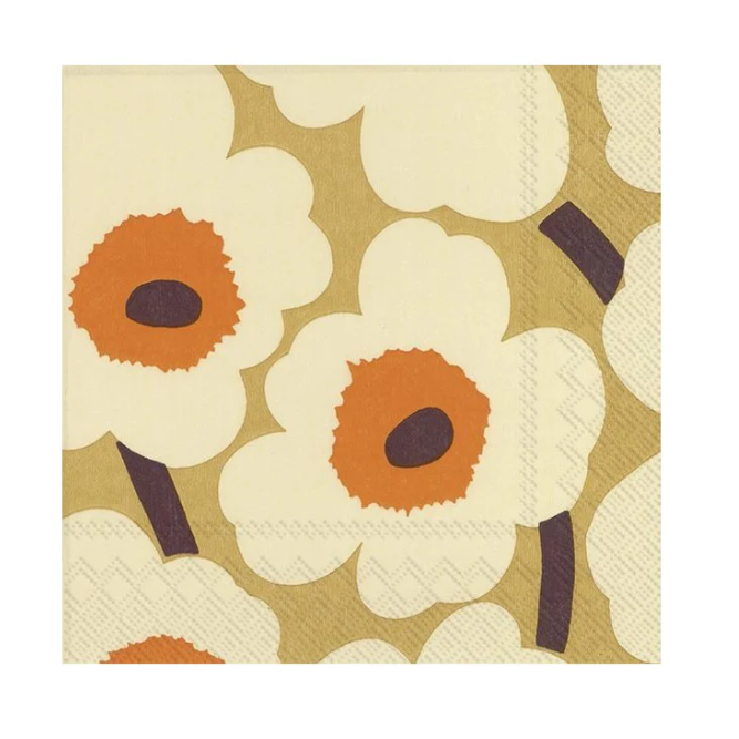 Marimekko Paper Lunch Napkin - UNIKKO Orange Cream