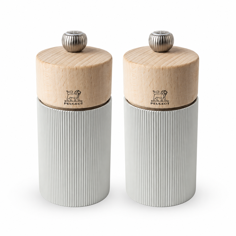 Peugeot Line Salt and Pepper Mill Set – Natural / Aluminum / 12cm