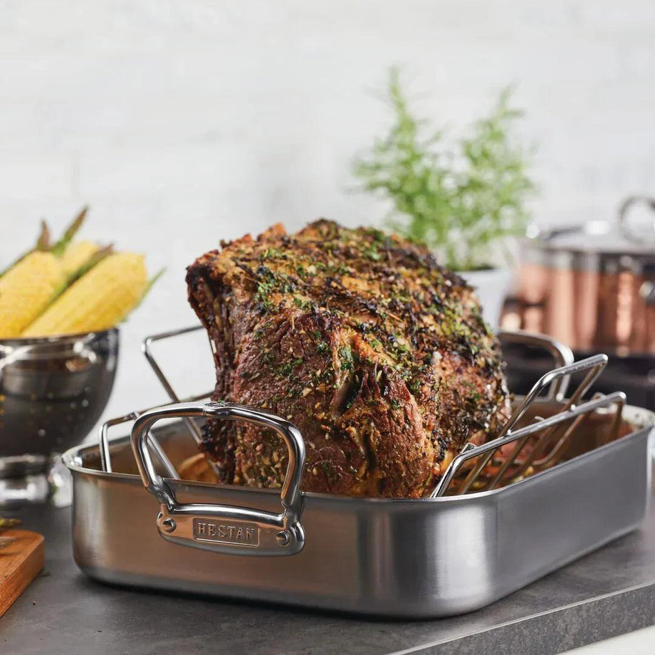 Plat à rôtir en acier inoxydable Hestan Provisions - Grand format / 41,9 cm x 30 cm x 8,9 cm / Précommande / Disponible le 8 oct