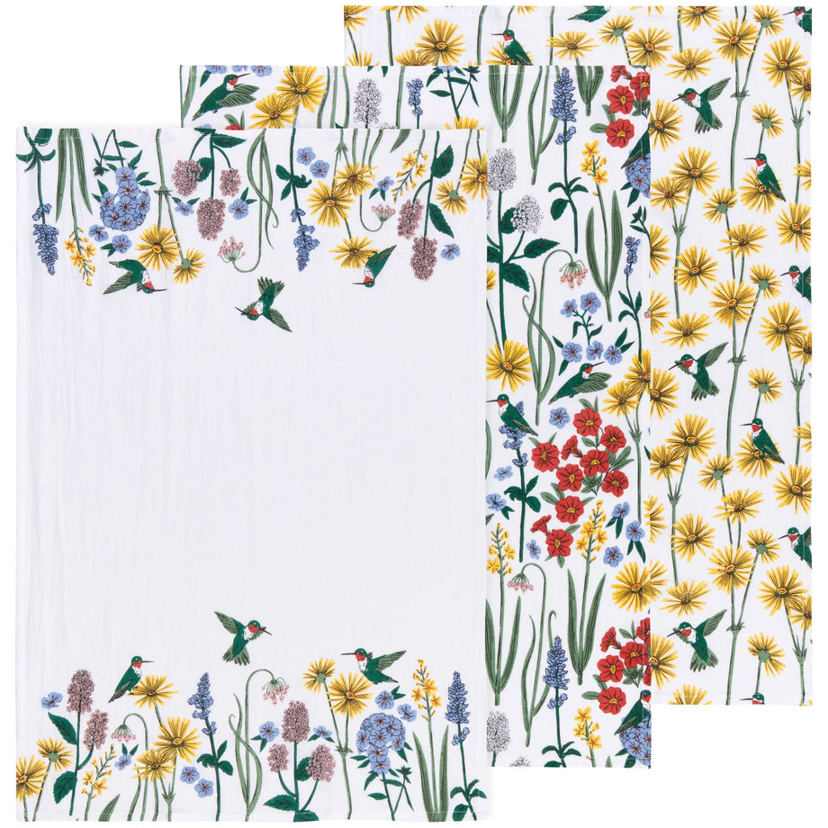Now Designs Hummingbird Baker’s Floursack Towels set of 3 - Assorted