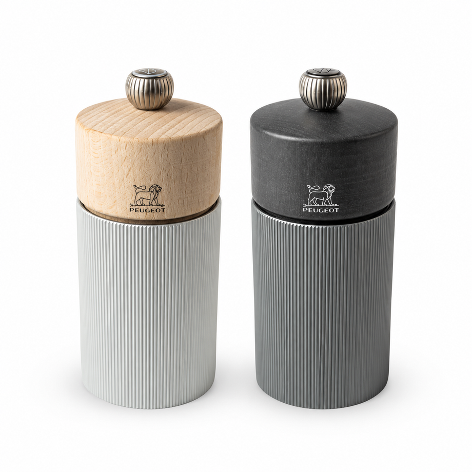 Peugeot Line Salt and Pepper Mill Set – Natural & Dark Aluminum / 12cm