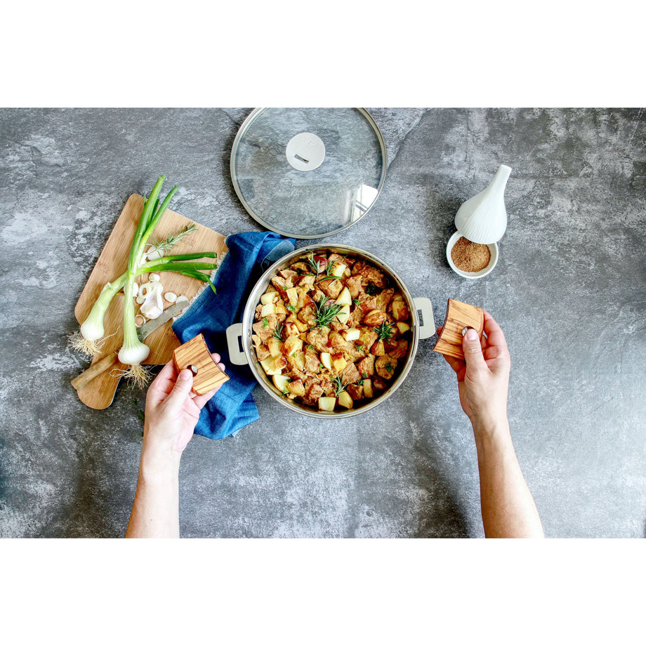 Cristel Casteline Handle Set - 1 Long and 2 Side Handles Olive Wood