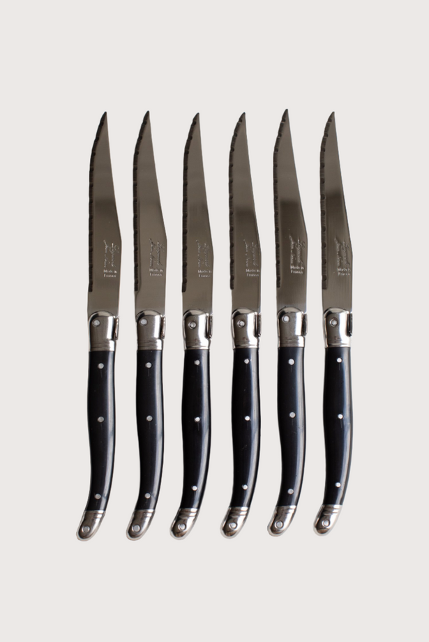 Laguiole Jean Néron Serrated Steak Knife - Set of 6, Black