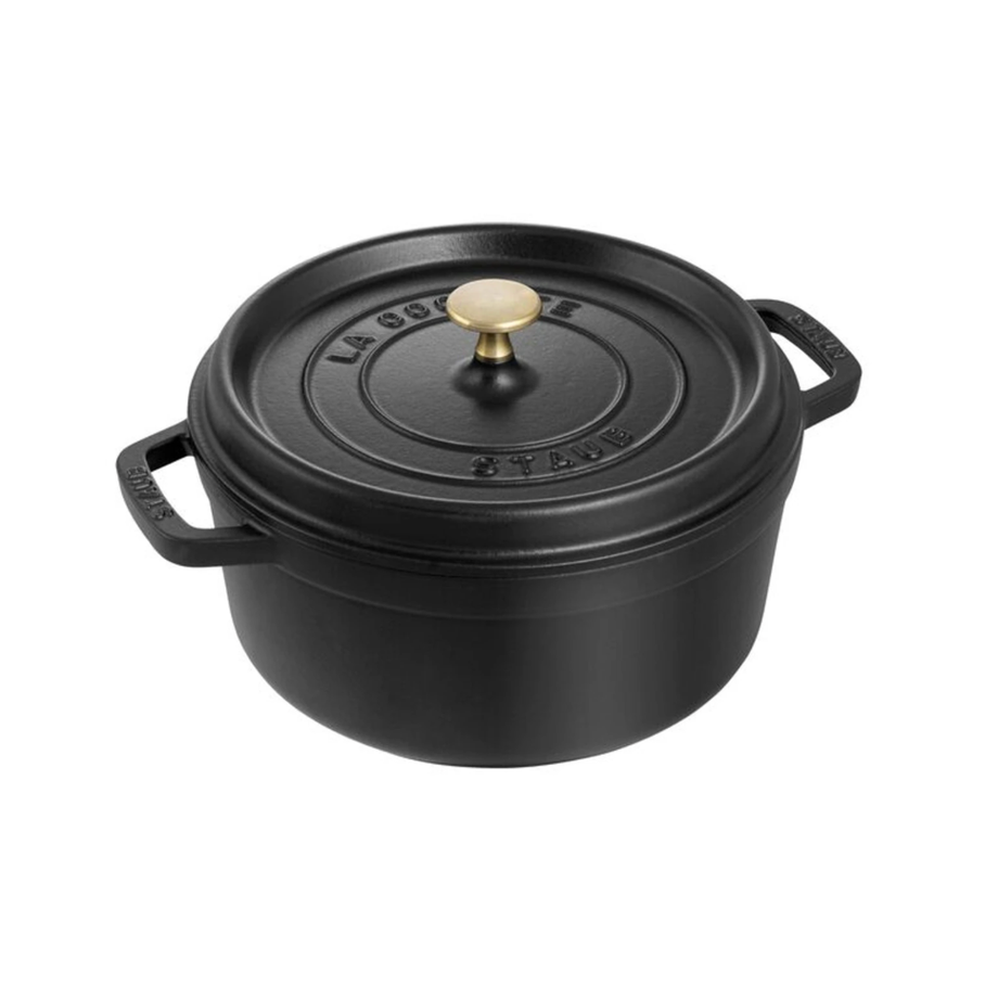 STAUB Cast Iron Round Cocotte  6.75L - Black
