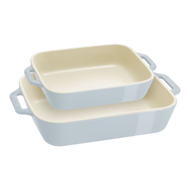 Staub Ceramique Rectangular Baking Dish set of 2 - Light Blue
