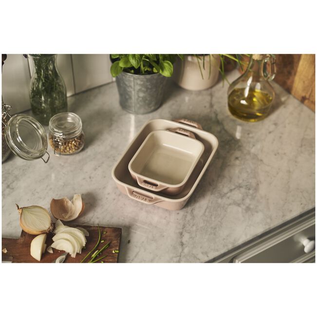 Staub Ceramique Rectangular Baking Dish set of 2 - Light Pink