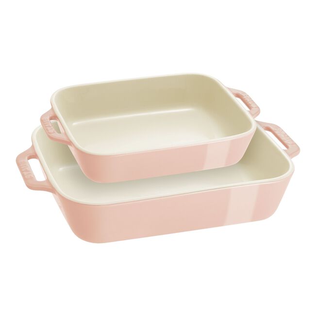 Staub Ceramique Rectangular Baking Dish set of 2 - Light Pink