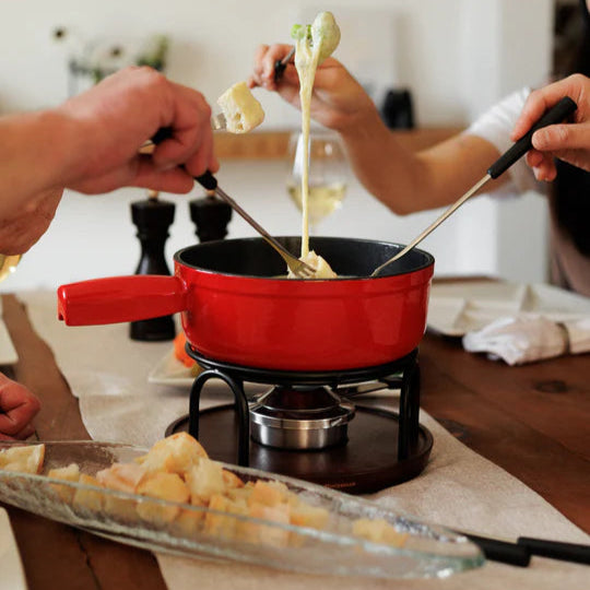 Swissmar Ticino Cast Iron Fondue Set - Red