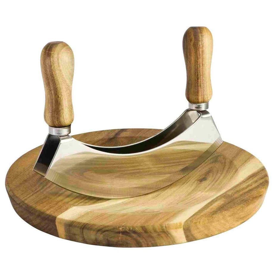 Mezzaluna with Acacia Wood Round Board