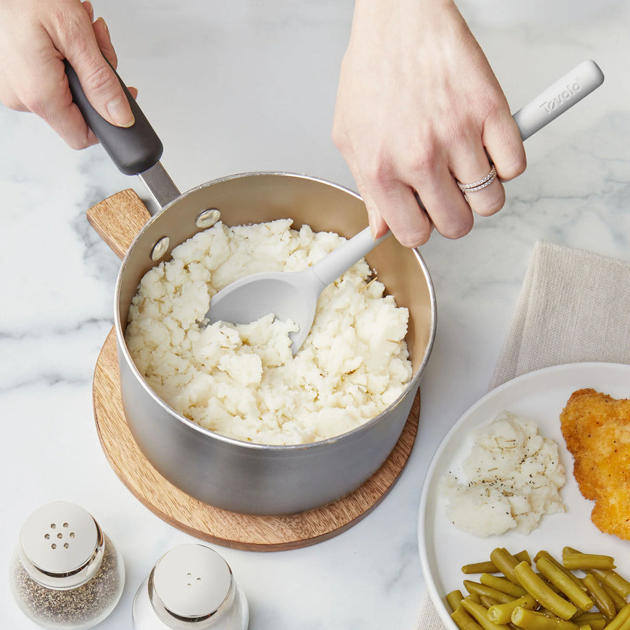 Tovolo Flex-Core All Silicone Solid Deep Spoon - Oyster Gray
