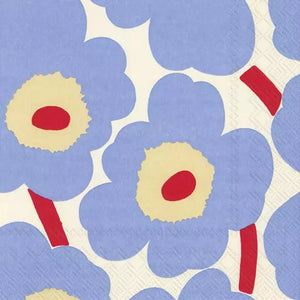 Marimekko Paper Lunch Napkins - UNIKKO cream blue