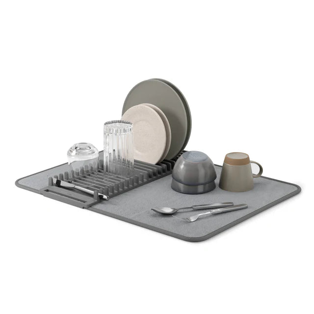 Umbra UDry Dish Drying Rack with Mat - Charcoal